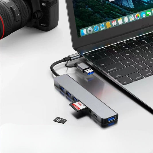 8 In 2 USB HUB With Splitter Card Reader, USB C Port, USB Splitter Card Reader, Docking Station