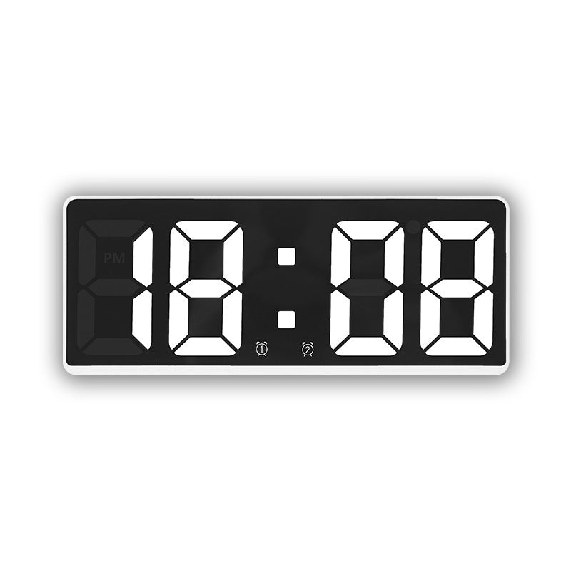 Acrylic/Mirror Voice Control Snooze Electronic LED Digital Alarm Clock - Powered By Battery