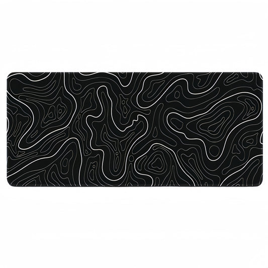 Anti-Slip Topographic Black and White Mouse Pad for Keyboard - 30x80cm