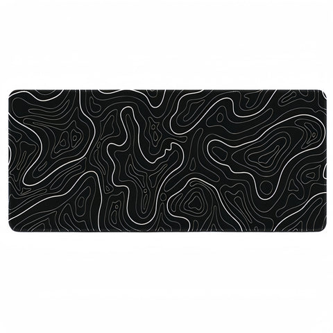 Anti-Slip Topographic Black and White Mouse Pad for Keyboard - 30x80cm
