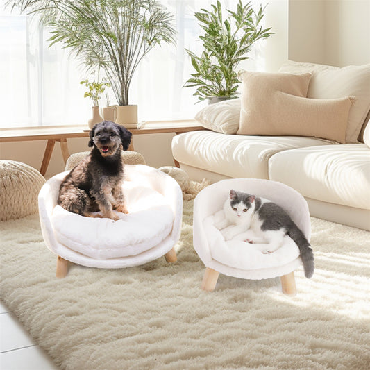Pet Sofa Bed Raised Cat Chair with Removable Cushion