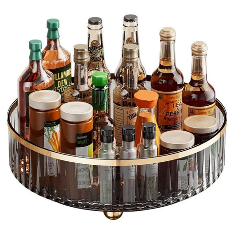 1pc Round Plastic Clear Rotating Container Bins for Cabinet Pantry Kitchen Countertop Refrigerator